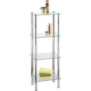 Badregal WENKO Yago Regale Gr. B/H/T: 30 cm x 104 cm x 40 cm, silberfarben (glänzend, ablagen: transparent) Badregale Regale 4 Ablagen