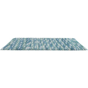 WENKO Badteppich Urdu Aqua 60 x 90 cm, Mit Melagne-Effekt, Blau, Polyester blau, Baumwolle