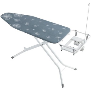 WENKO Bügelbrett Modell Professional, Bügelfläche 130x48 cm, höhenverstellbarer Bügeltisch mit Kabelführung und Steckdose