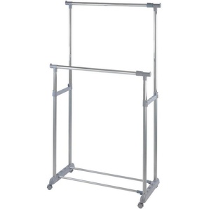 WENKO Kleiderständer Modell Twin Bars, Garderobenständer mit 2 Stangen, höhenverstellbar, mit 4 Rollen