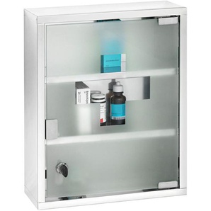 Wenko Medizinschrank, Edelstahl, Metall, 2 Fächer, 30x40x12 cm, Badezimmer, Badezimmerschränke, Medizinschränke