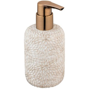 Wenko Seifenspender Montalfano, Weiß, Beige, Kunststoff, 7.5x16.5x7.5 cm, Kunststoffpumpe, Spender problemlos zum Nachfüllen, Badaccessoires,
