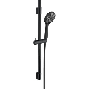 WENKO Stangenbrause-Set Watersaving, Schwarz, Länge Stange: 70 cm