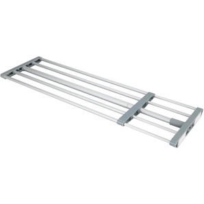 Teleskopregal WENKO Regale Gr. H/T: 3 cm x 23 cm, grau (stangen: silberfarben, rahmen: grau, anti, rutsch, teile: weiß) Teleskopregale Befestigung ohne Bohren
