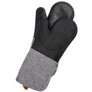 Topfhandschuhe WENKO Ada Topflappen grau (grau, schwarz) Topflappen Topfhandschuh mit Baumwollinnenseite, 1 Paar, schwarz