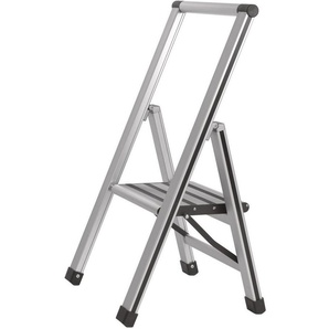 WENKO Trittleiter Modell Alu-Design, Klapptritt Leiter, rutschsichere XXL-Stufen, klappbar, bis 150 kg