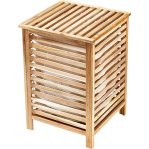 Wenko Wäschetonne , Nussbaum , Holz , Walnuss,Walnuss , massiv , 45x65x45 cm , Badaccessoires, Wäschesäcke & Tonnen