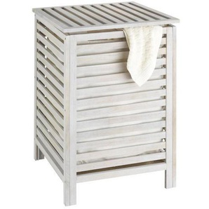 Wenko Wäschetonne , Weiß , Holz , Walnuss,Walnuss , massiv , 45x65x45 cm , Badaccessoires, Wäschesäcke & Tonnen