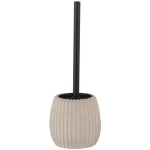 Wenko Wc-Bürstengarnitur Torretta, Schwarz, Hellgrau, Metall, 12.5x37.5x12.5 cm, Bürstenkopf abnehmbar, austauschbar, rostfrei, Badezimmer, WC