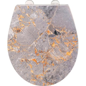 WENKO WC-Sitz Grey Marble, mit Relief, aus antibakteriellem Duroplast