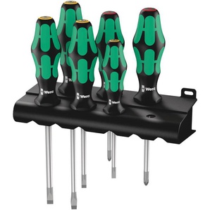WERA Schraubendreher-Set, 05105650001, 334/6 Rack Kraftform Plus Lasertip, 6‑teilig