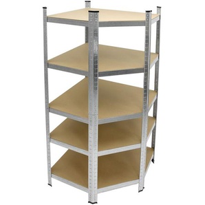 Werkstattregal Schwerlastregal Eckregal - 180x70x40 cm - verzinkt - belastbar bis 750kg - 5 MDF-Platten - Eck Lagerregal Steckregal Kellerregal