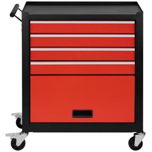Werkstattwagen Tc-174001, Rot, Schwarz, Metall, Kunststoff, 33x74.5x61.6 cm, RoHS, Freizeit, Heimwerken, Werkzeugaufbewahrung