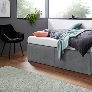Boxspringbett WESTFALIA SCHLAFKOMFORT Komplettbetten Gr. Microfaser, Liegefläche B/L: 180 cm x 200 cm, Gewicht bis: 100 kg + 100 kg H2 + H3, 7-Zonen-Kaltschaummatratze, grau Bett Boxspringbett Polsterbetten Boxspringbetten ohne Bettkasten Komplettbetten