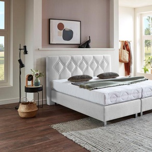 Boxspringbett WESTFALIA SCHLAFKOMFORT Phönix Komplettbetten Gr. Microvelours Kaltschaum-Topper, Liegefläche B/L: 160 cm x 200 cm Betthöhe: 34 cm, Gewicht bis: 80 kg H2, 7-Zonen-Kaltschaummatratze, weiß Boxspringbett Boxspringbetten ohne Bettkasten