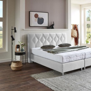 Boxspringbett WESTFALIA SCHLAFKOMFORT Phönix Komplettbetten Gr. Microvelours Ohne Topper, Liegefläche B/L: 180 cm x 200 cm Betthöhe: 34 cm, Gewicht bis: 80 kg H2, Bonnell-Federkernmatratze, weiß Boxspringbett Boxspringbetten ohne Bettkasten Komplettbetten