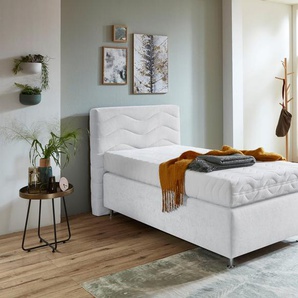 Boxspringbett WESTFALIA SCHLAFKOMFORT Sigma Komplettbetten Gr. Microvelours Kaltschaum-Topper, Liegefläche B/L: 100 cm x 200 cm Betthöhe: 34 cm, Gewicht bis: 100 kg H3, 5-Zonen-Tonnentaschen-Federkernmatratze, weiß Boxspringbett Boxspringbetten ohne
