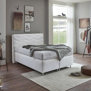 Boxspringbett WESTFALIA SCHLAFKOMFORT Sigma Komplettbetten Gr. Microvelours Ohne Topper, Liegefläche B/L: 140 cm x 200 cm Betthöhe: 34 cm, Gewicht bis: 80 kg H2, 7-Zonen-Kaltschaummatratze, weiß Boxspringbett Boxspringbetten ohne Bettkasten Komplettbetten