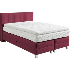 Boxspringbett WESTFALIA SCHLAFKOMFORT Komplettbetten Gr. Microvelours Ohne Topper-Mit Bettkasten, Liegefläche B/L: 140 cm x 200 cm, Gewicht bis: 100 kg H3, Bonnell-Federkernmatratze, rot (bordeaux, rot) Boxspringbetten mit Bettkasten wahlweise und Topper