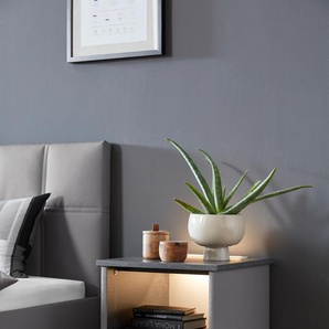 Nachtkonsole WESTFALIA SCHLAFKOMFORT Brilon Sideboards Gr. B/H/T: 45 cm x 53 cm x 45 cm, Mit LED-Beleuchtung, 1, Kunstleder, grau (hellgrau, schieferoptik anthrazit) Nachtkonsolen und Nachtkommoden wahlweise mit indirekter LED-Beleuchtung