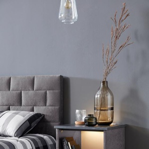 Nachtkonsole WESTFALIA SCHLAFKOMFORT Brilon Sideboards Gr. B/H/T: 45 cm x 53 cm x 45 cm, Mit LED-Beleuchtung, 1, Microvelours, schwarz (anthrazit, schieferoptik anthrazit) Nachtkonsolen und Nachtkommoden wahlweise mit indirekter LED-Beleuchtung