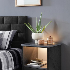 Nachtkonsole WESTFALIA SCHLAFKOMFORT Brilon Sideboards Gr. B/H/T: 45 cm x 53 cm x 45 cm, Mit LED-Beleuchtung, 1, Microvelours, schwarz (schwarz, schieferoptik anthrazit) Nachtkonsolen und Nachtkommoden wahlweise mit indirekter LED-Beleuchtung