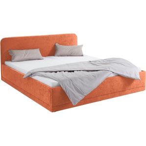 Polsterbett WESTFALIA SCHLAFKOMFORT Betten Gr. Microfaser, Liegefläche B/L: 160 cm x 200 cm Betthöhe: 34 cm, kein Härtegrad + kein Härtegrad, ohne Matratze, orange (terrafarben) Polsterbett Polsterbetten mit Bettkasten Betten inkl. bei Ausführung Matratze