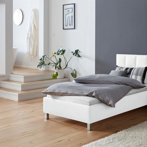 Polsterbett, weiß, B:110cm H:98cm L:210cm, Bezug Bett: 100% Polyurethan, Bonnell-Federkernmatratze: 51% Polypropylen, 39% Polyester, 10% Baumwolle, Kaltschaummatratze: 100% Polyester, Bezug abnehm- und waschbar bis 60u00b0C, WESTFALIA SCHLAFKOMFORT,
