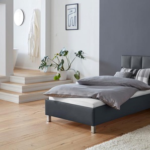 Polsterbett, schwarz, B:110cm H:98cm L:210cm, Bezug Bett: 100% Polyurethan, Bonnell-Federkernmatratze: 51% Polypropylen, 39% Polyester, 10% Baumwolle, Kaltschaummatratze: 100% Polyester, Bezug abnehm- und waschbar bis 60u00b0C, WESTFALIA SCHLAFKOMFORT,