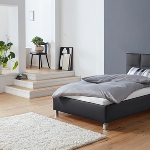 Polsterbett, schwarz, B:130cm H:98cm L:210cm, Bezug Bett: 100% Polyurethan, Bonnell-Federkernmatratze: 51% Polypropylen, 39% Polyester, 10% Baumwolle, Kaltschaummatratze: 100% Polyester, Bezug abnehm- und waschbar bis 60u00b0C, WESTFALIA SCHLAFKOMFORT,
