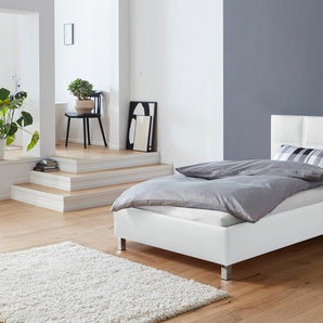 Polsterbett, weiß, B:130cm H:98cm L:210cm, Bezug Bett: 100% Polyurethan, Bonnell-Federkernmatratze: 51% Polypropylen, 39% Polyester, 10% Baumwolle, Kaltschaummatratze: 100% Polyester, Bezug abnehm- und waschbar bis 60u00b0C, WESTFALIA SCHLAFKOMFORT,