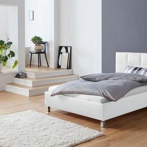 Polsterbett, weiß, B:150cm H:98cm L:210cm, Bezug Bett: 100% Polyurethan, Bonnell-Federkernmatratze: 51% Polypropylen, 39% Polyester, 10% Baumwolle, Kaltschaummatratze: 100% Polyester, Bezug abnehm- und waschbar bis 60u00b0C, WESTFALIA SCHLAFKOMFORT,