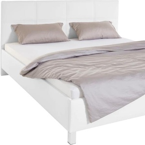 Polsterbett, weiß, B:190cm H:98cm L:210cm, Bezug Bett: 100% Polyurethan, Bonnell-Federkernmatratze: 51% Polypropylen, 39% Polyester, 10% Baumwolle, Kaltschaummatratze: 100% Polyester, Bezug abnehm- und waschbar bis 60u00b0C, WESTFALIA SCHLAFKOMFORT,