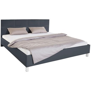 Polsterbett, schwarz, B:210cm H:98cm L:210cm, Bezug Bett: 100% Polyurethan, Bonnell-Federkernmatratze: 51% Polypropylen, 39% Polyester, 10% Baumwolle, Kaltschaummatratze: 100% Polyester, Bezug abnehm- und waschbar bis 60u00b0C, WESTFALIA SCHLAFKOMFORT,