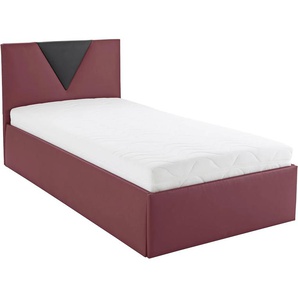 Polsterbett WESTFALIA SCHLAFKOMFORT Malibu Betten Gr. Kunstleder, Liegefläche B/L: 100 cm x 200 cm Betthöhe: 34 cm, Gewicht bis: 100 kg H3, Bonnell-Federkernmatratze, rot (rot, schwarz) Polsterbett Polsterbetten mit Bettkasten Betten inkl. bei Ausführung