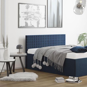 Polsterbett WESTFALIA SCHLAFKOMFORT Betten Gr. Samtvelours, Liegefläche B/L: 160 cm x 200 cm Betthöhe: 33 cm, kein Härtegrad, ohne Matratze, blau (königsblau) Polsterbetten ohne Bettkasten mit bei Ausführung Matratze