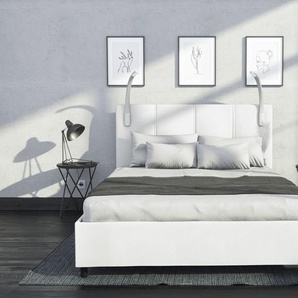 Polsterbett WESTFALIA SCHLAFKOMFORT Betten Gr. Kunstleder LED-Leuchtmittel, Liegefläche B/L: 140 cm x 200 cm Betthöhe: 25 cm, Gewicht bis: 80 kg H2, 7-Zonen-Kaltschaummatratze, weiß Bett Polsterbett Polsterbetten ohne Bettkasten Betten mit LED-Beleuchtung