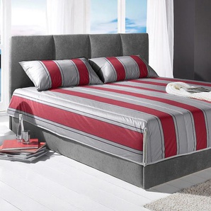 Tagesdecke WESTFALIA SCHLAFKOMFORT Tagesdecken Gr. B/L: 255 cm x 225 cm, grau (grau, rot) Tagesdecken Tagesdecke