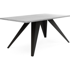 WFL GROUP Couchtisch Vance 120 x 60 cm - Beistelltisch Rechteckig, Wohnzimmertisch Industrial - Sofatisch mit Metallgestell Schwarz - Kaffeetisch Modern - Grauer Beton 48780595