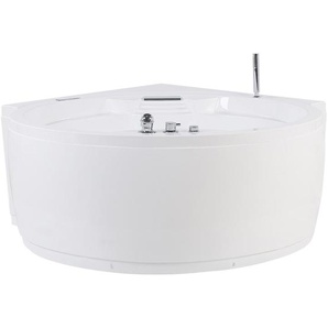 Whirlpool-Badewanne Eckbadewanne Weiß 150 x 114 cm mit Massagefunktion und LED Rund Modern Glamour