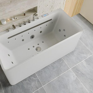 Whirlpool-Badewanne halb freistehend - Weiß - 1 Platz - 470 l - 170 x 75 cm - KIRANA