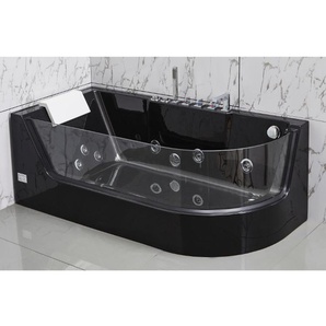 Whirlpool Eckwanne mit Hydromassage - 1 Person - 263 L - Ecke Links - Schwarz - ARIA