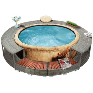 Whirlpool-Umrandung Grau Poly Rattan