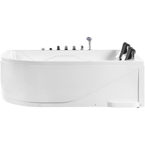 Whirpool-Badewanne Weiß Links 180 x 120 cm mit LED-Beleuchtung SPA Modern