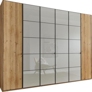Drehtürenschrank WIEMANN Quito Schränke Gr. B/H/T: 295,2 cm x 236 cm x 58 cm, Aufleistungen in Schiefer, 6 St., beige (bianco, eiche, nachbildung, glas champagner, schiefer) Drehtürenschränke hochwertige Beschläge inkl. Türdämpfung Bestseller