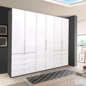 WIEMANN Falttürenschrank »Loft, hochwertige Glasfront, Metallgriffe, viel Stauraum«, (3 Breiten: 200cm/250cm/300cm, Höhe: 236cm), Qualität trifft edles Design, 8 Schubkästen, 6 Türen