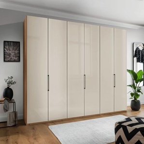 Falttürenschrank WIEMANN Monaco Schränke Gr. B/H/T: 295,2 cm x 236 cm x 58 cm, 6 St., braun (bianco, eiche, nachbildung, glas champagner) Drehtürenschrank Kleiderschrank Drehtürenschränke mit Glasfront sowie hochwertige Beschläge