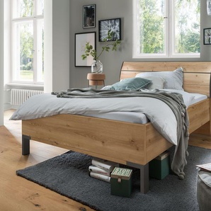 Futonbett WIEMANN Monaco Betten Gr. Liegefläche B/L: 100 cm x 200 cm Betthöhe: 48 cm, kein Härtegrad, ohne Matratze, braun (bianco, eiche, nachbildung, leisten in schiefer) Futonbetten mit Holzkopfteil