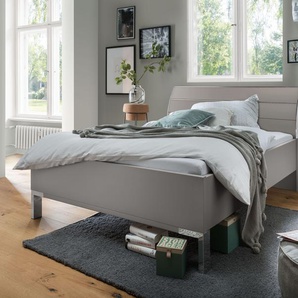 Futonbett WIEMANN Monaco Betten Gr. Liegefläche B/L: 120 cm x 200 cm Betthöhe: 48 cm, kein Härtegrad, ohne Matratze, grau (kieselgrau, dekor, leisten in chrom) Futonbetten mit Holzkopfteil