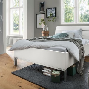 Futonbett WIEMANN Monaco Betten Gr. Liegefläche B/L: 160 cm x 200 cm Betthöhe: 48 cm, kein Härtegrad, ohne Matratze, weiß (weiß, leisten in chrom) Futonbetten mit Holzkopfteil